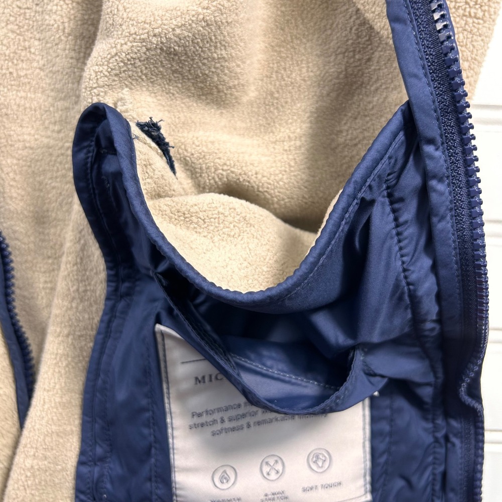 Peter Millar Crown Micro Shearling Fleece Vest Mens L Beechwood Tan Navy Quilted - Picture 12 of 16